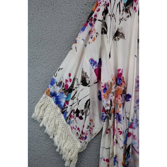 Umgee Floral Overlay Open Front-Size Small-Fringed-BOHO-Oversized - Picture 4 of 9